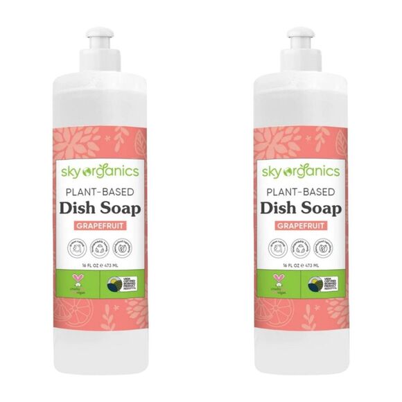 Sky Organics Plant- Based Dish Soap - Grapefruit - 16 fl oz - 2 Bottles - Picture 1 of 3